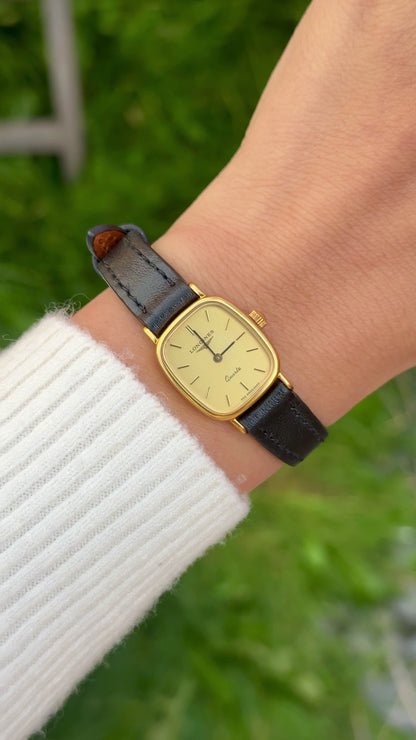 Longines Ladies Watch 1980s - gold plated, original buckle with handmade genuine leather