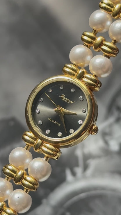 Rapport vintage watch - faux pearl bracelet