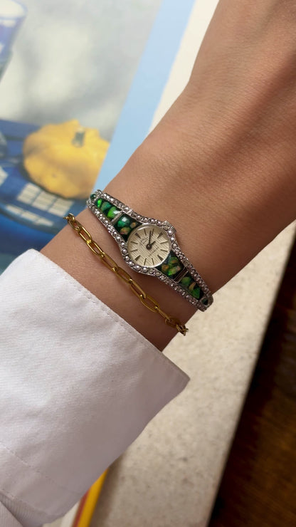 Opal Incabloc Manual Watch,  Swiss Movement 1970s, Adorned with Marcasite
