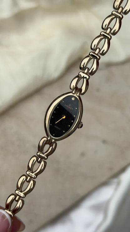 Lozalux Vintage Watch 1990s - Oval Black Dial