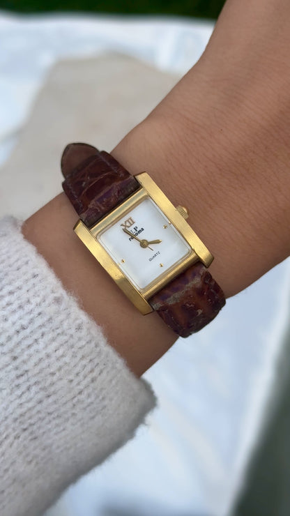 Renoma Paris Vintage Tank Watch 1980s - Brushed Gold Plated