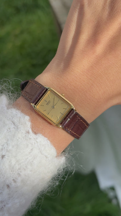 Vintage Seiko Exceline Women's Tank Watch 1996 - Gold Plated, Mint Condition