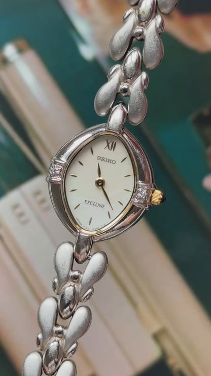 Seiko Exceline 1999 vintage watch - Mother of pearl dial with diamonds