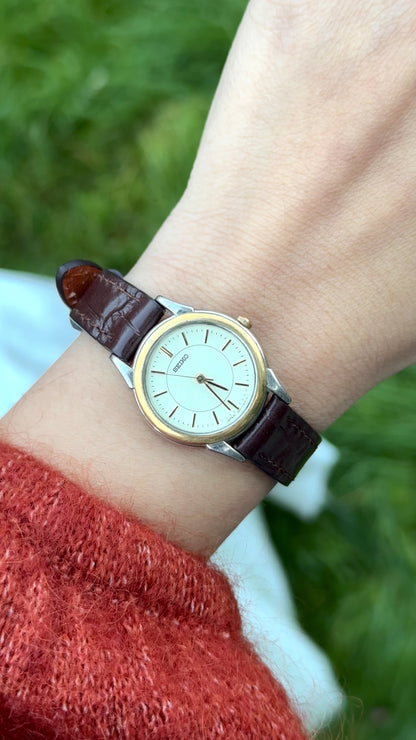 Seiko Vintage Watch 1994 - Bespoke Leather, Gold Plated