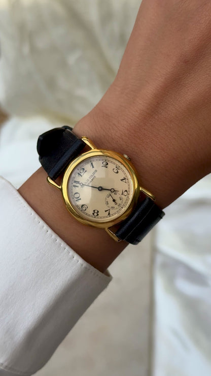 ORIENT Vintage Watch 1980s - gold plated, handmade leather