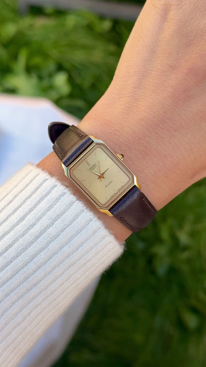 Vintage Seiko Women's Tank Watch 1985 - Gold Plated, Near Mint Condition