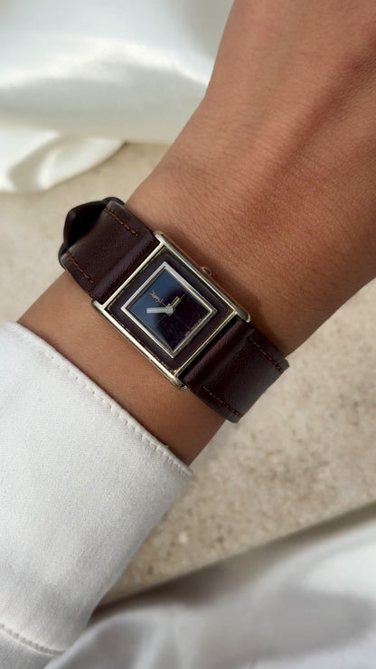 Yves Saint Laurent vintage tank watch (YSL) 1980s - Bespoke genuine leather