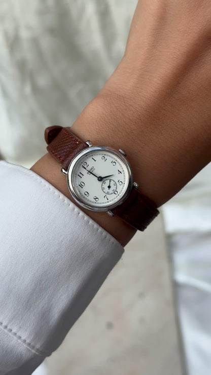 Sub Second Vintage Seiko 1982 Watch - Palladium plated, handmade genuine leather