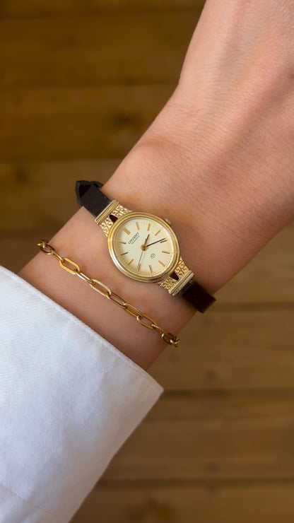 ORIENT Vintage Watch 1980s - Oval face, gold plated