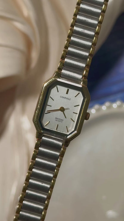 1980s Vintage Ricoh Charvale Watch - Gold and Palladium Plated - Near Mint Condition