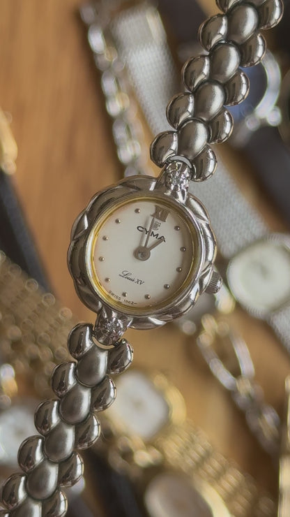 1980s Vintage Cyma Louis XV Watch - Diamonds