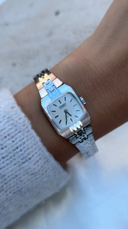 1970s Camy Geneve Manual Wind Swiss Watch, White Gold Plated