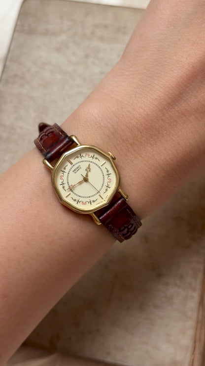 Seiko 1991 Art Deco Dial Vintage Watch - 18k Gold Plated