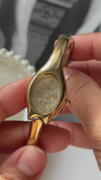Fast vintage watch - bangle peek-a-boo style with floating crystals