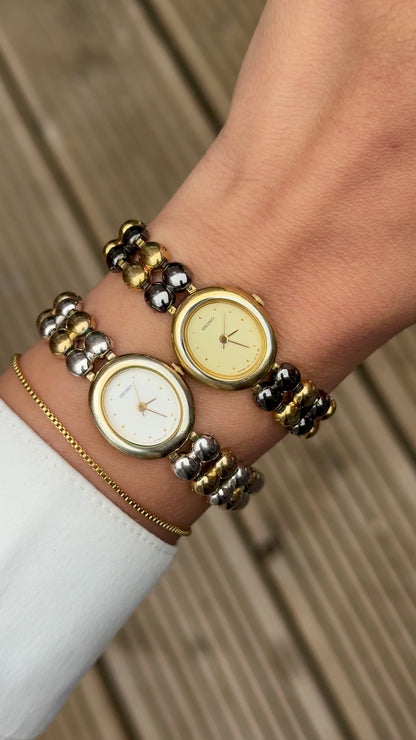 Vintage Seiko Watch 1995 - 18k Gold Plated, Oval Face (Sold separately)