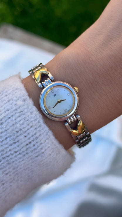 Hanae Mori vintage watch - Butterfly bracelet, pearl dial