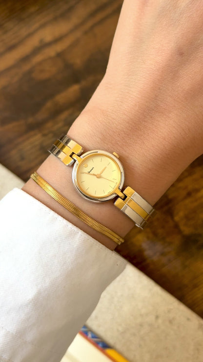 Dana Orient Vintage Bangle Watch 1990s, gold and palladium plated