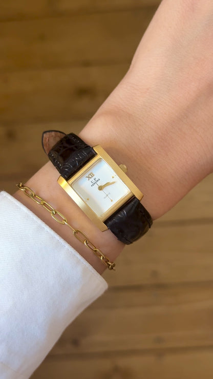 Renoma Paris Vintage Tank Watch 1980s - Brushed Gold Plated