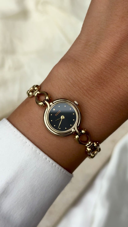 Ricoh Pansy Vintage Watch 1992 - Black Dial, Gold Plated