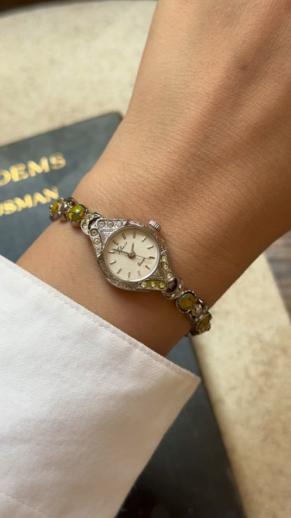 Opal Half Moon Bracelet Art Deco Vintage Watch 1990s