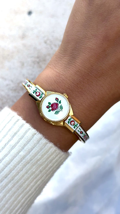 Art Deco Rapport Peekaboo vintage watch - hand painted bangle