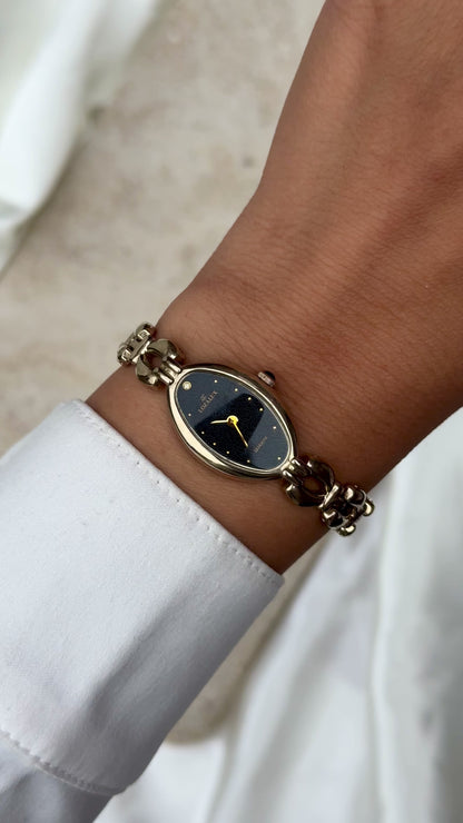 Lozalux Vintage Watch 1990s - Oval Black Dial