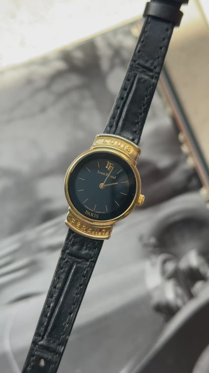 Louis Féraud vintage watch - gold plated with black dial