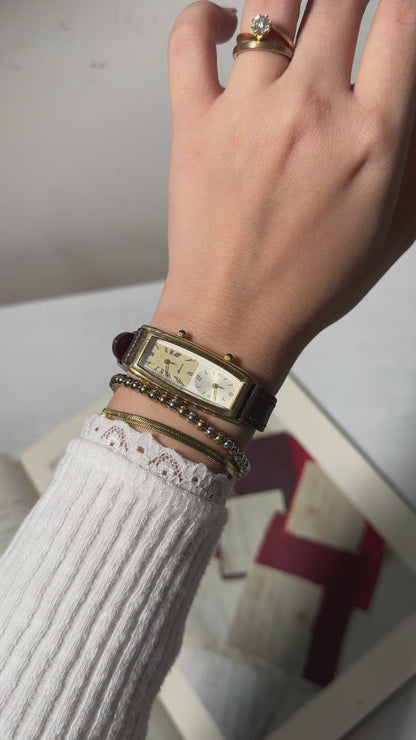 Vintage Citizen Noevir Dual Time Watch, Bespoke Leather