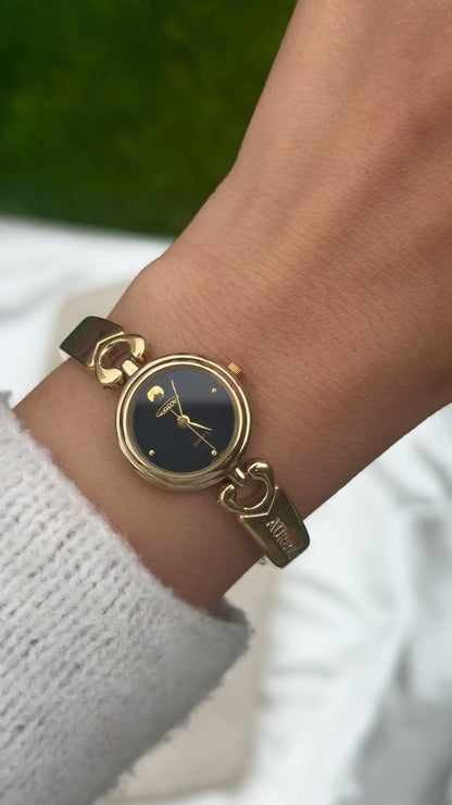 Aureole Vintage Watch - Gold Plated, Black Dial