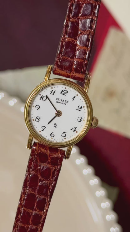 Vintage Citizen French-made Watch 1990 - Original Genuine Leather