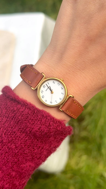 Vintage Seiko Women's Watch 1999 - Gold Plated, Handmade Genuine Leather