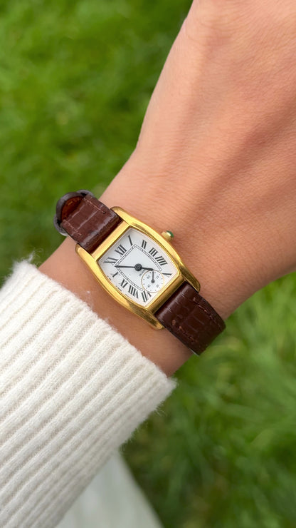 Vintage Noevir Roman Tank Watch 1990s - Handmade Genuine Leather