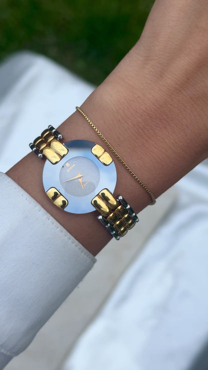 Super Rare Vintage 1980s Cyma Swiss Quartz Two-Tone Watch