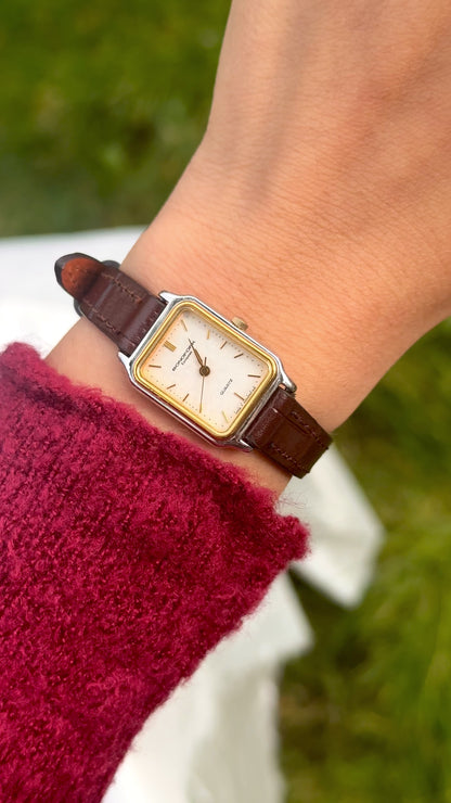 ORIENT Sonofork Vintage Mini Tank Watch 1980s - Palladium & Gold Plated