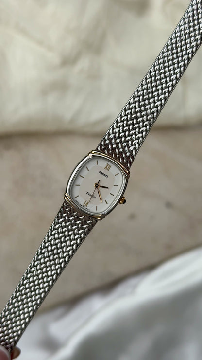 1999 Vintage Seiko Exceline Watch - woven bracelet, gold plated