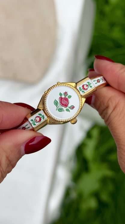Art Deco Rapport Peekaboo vintage watch - hand painted bangle
