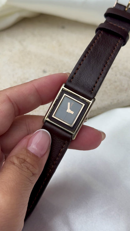 Yves Saint Laurent vintage tank watch (YSL) 1980s - Bespoke genuine leather