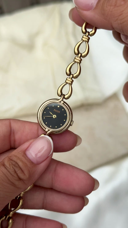 Ricoh Pansy Vintage Watch 1992 - Black Dial, Gold Plated
