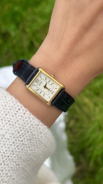 Vintage Seiko Exceline Women's Tank Watch 1996 - Gold Plated