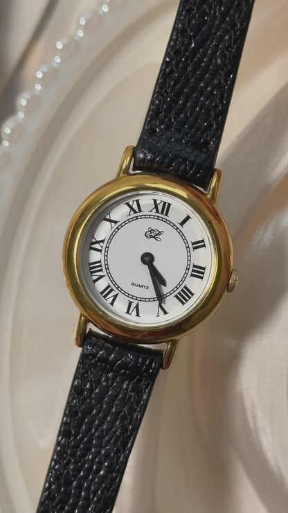 Estee Lauder vintage watch - Roman numerals, gold plated