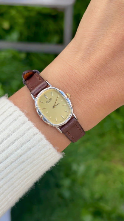 Vintage Seiko Women's Oval Watch 1981 - Gold&Palladium Plated