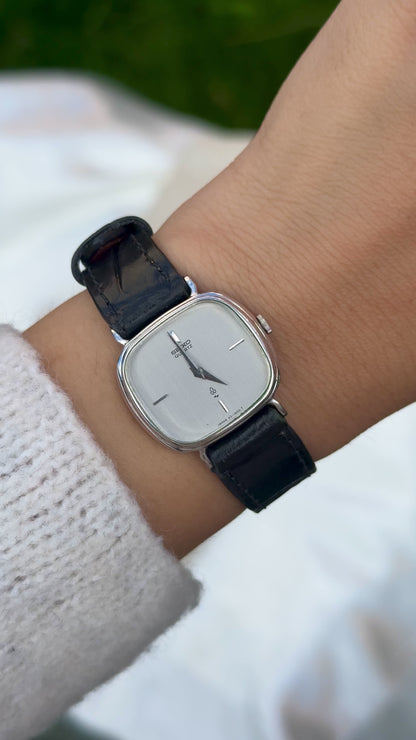 Vintage 1978 Seiko Watch - Palladium Plated Case, Genuine Handmade Leather