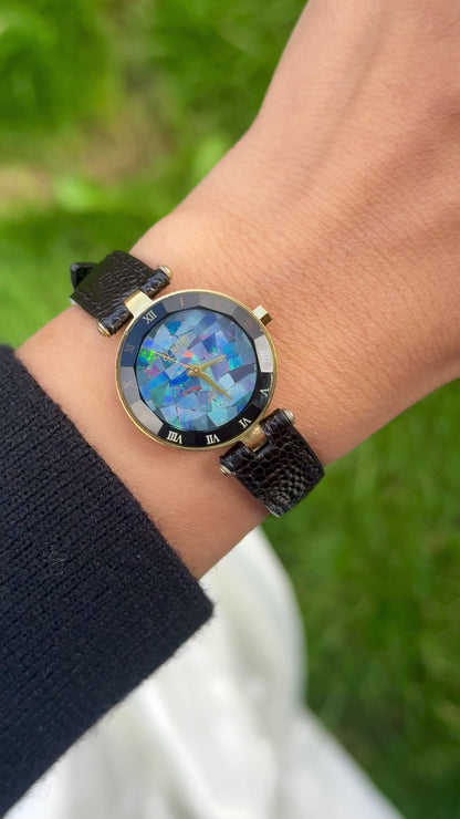 Elnard Art Deco Opal Watch 1990s - Handmade genuine leather