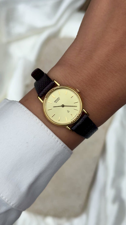 Seiko Vintage Watch 1980 - Gold Plated, Original leather