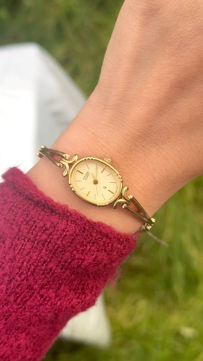 1990 Citizen CQ Vintage Watch - Gold Plated