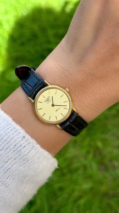 Longines Ladies Watch 1980s - gold plated, original buckle with handmade genuine leather