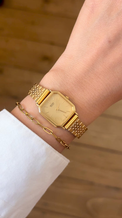 Octagonal Seiko Vintage Watch 1988, Gold Plated
