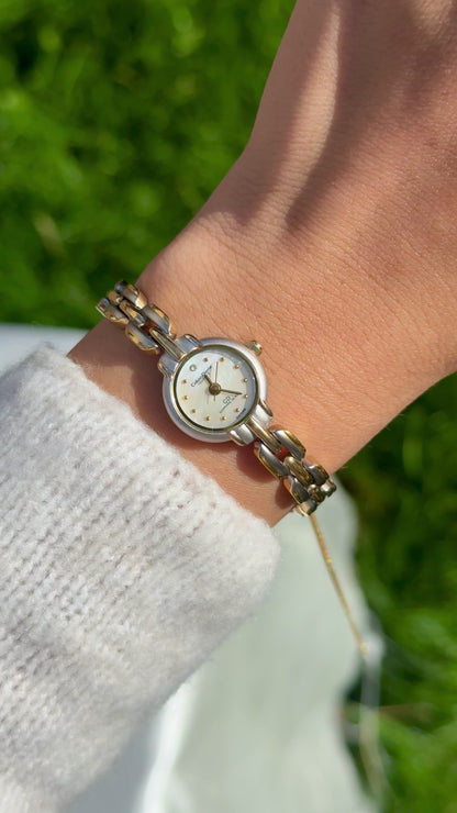 Coluso Derne Vintage Watch - Gold Plated, Mother of Pearl Dial for petite wrists
