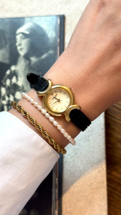 Marie Claire Vintage Watch 1990s - Bespoke Leather, Gold Plated
