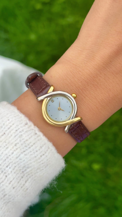 Vintage 1990s Citizen Pola Watch - Two-toned Case, Genuine Handmade Leather